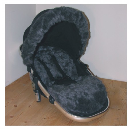 Seat Liner & Hood Trim to fit iCandy Peach Pushchairs - Smokey Grey Faux Fur